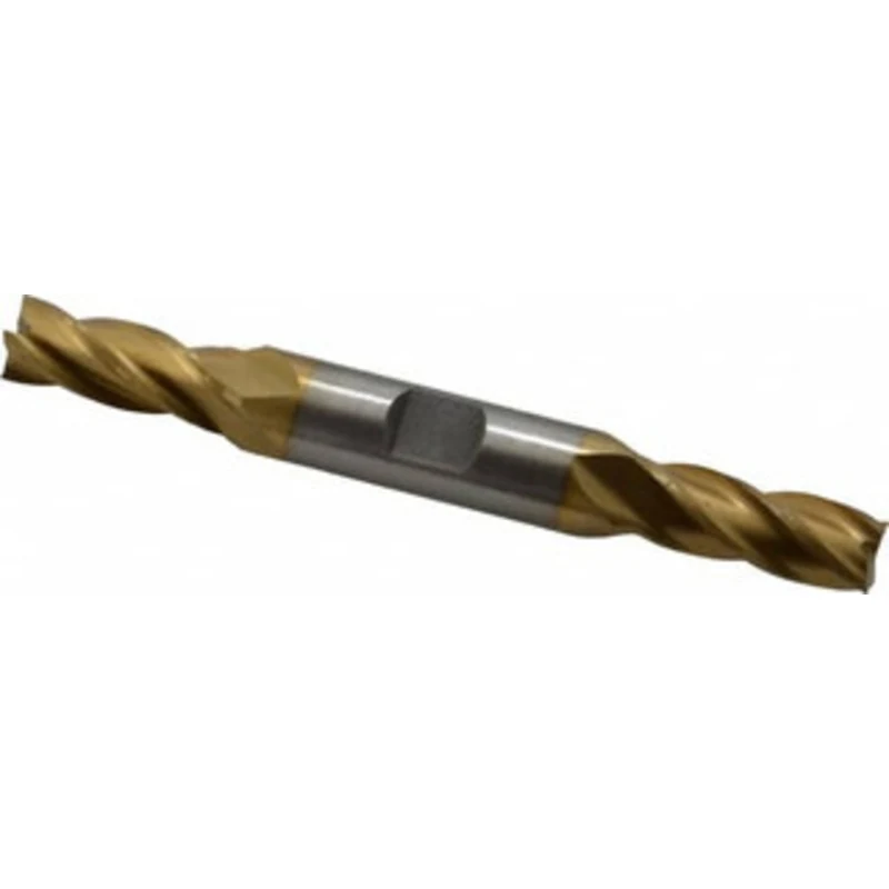 Value Collection 13/32, 1 LOC, 1/2 Shank Diam, 4-1/8 OAL, 4 Flute, High Speed Steel Square End Mill Double End, TiN F...